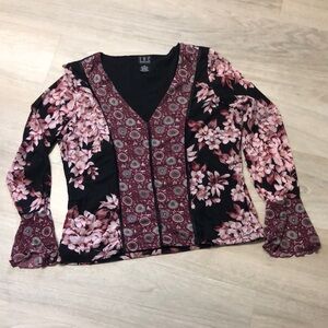 INC Floral V-Neck Women's Top size PM